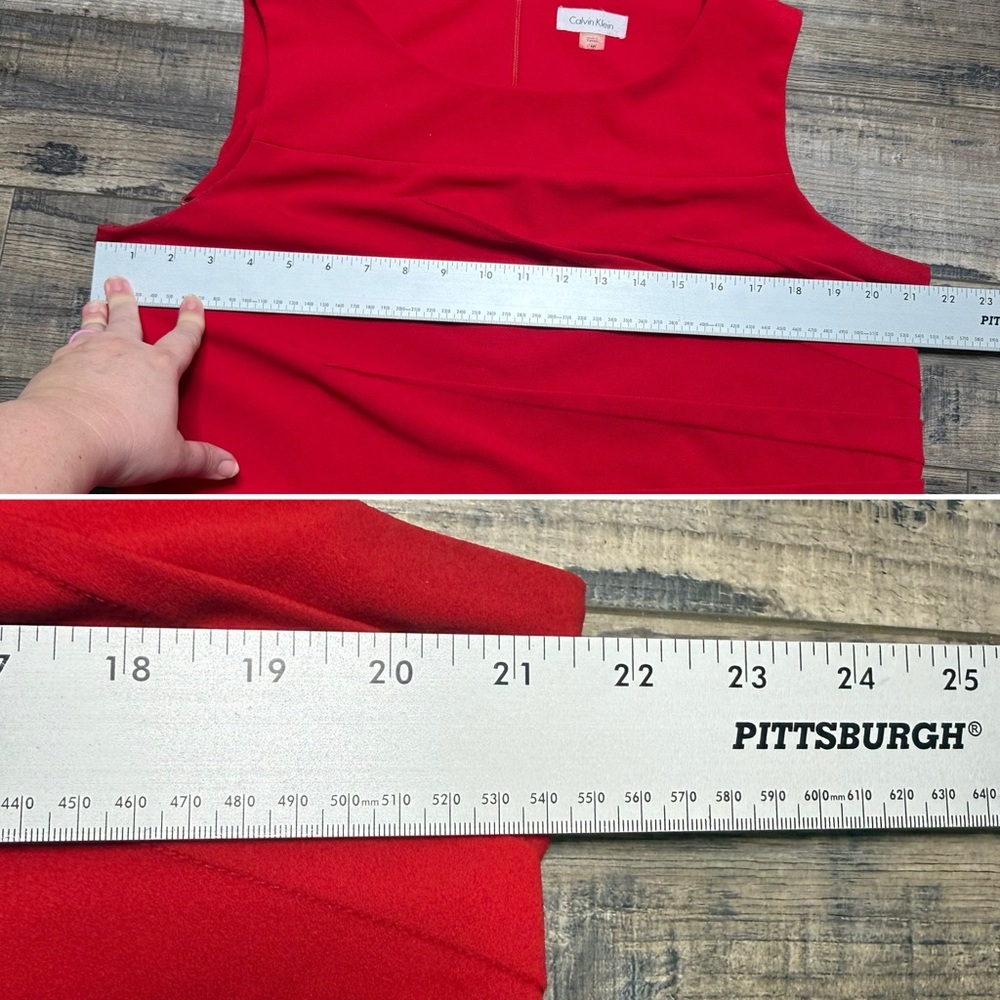 Calvin Klein Vibrant Red Starburst Sleeveless Midi Dress Women's Plus Size 14W - Picture 5 of 8